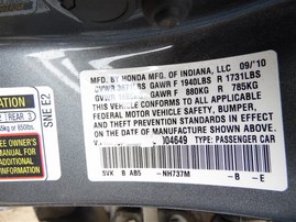 2011 Honda Civic LX Gray Sedan 1.8L Vtec AT #A23723